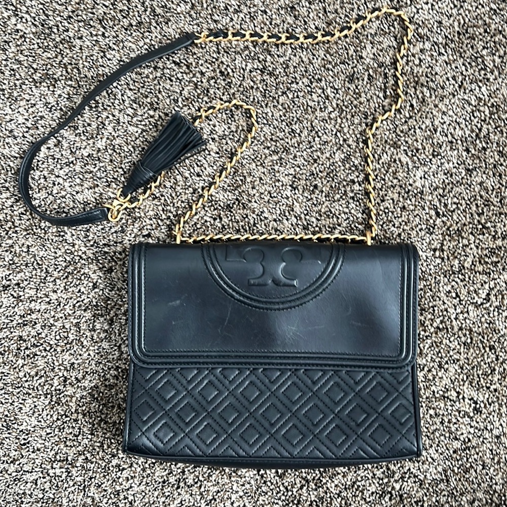Tory Burch Large Fleming Lambskin Convertible Shoulder Bag